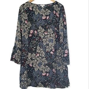 EUC J.Jill Floral Dress Long Sleeve Spring/Summer Rayon Tunic Women's Sz M Tall